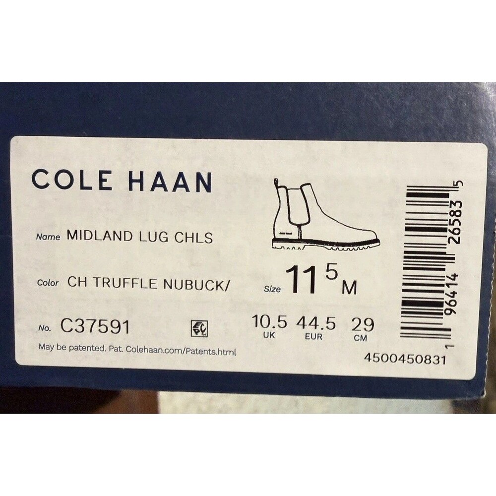 Cole Haan Midland Lug Chelsea Leather Boots Men's 11.5M In Truffle Nubuck NIB - Picture 6 of 7